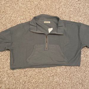 Free People Cropped Half-Zip Pullover xl